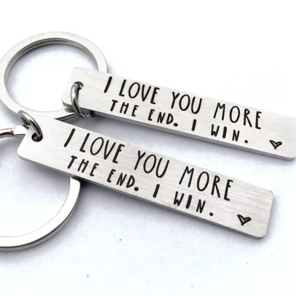 Engraved Silver Keychain Set